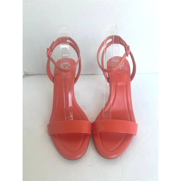 NWT Vince Camuto Lilah Coral Orange Leather Ankle Strap High Heel Sandals Sz 10M - Picture 4 of 9